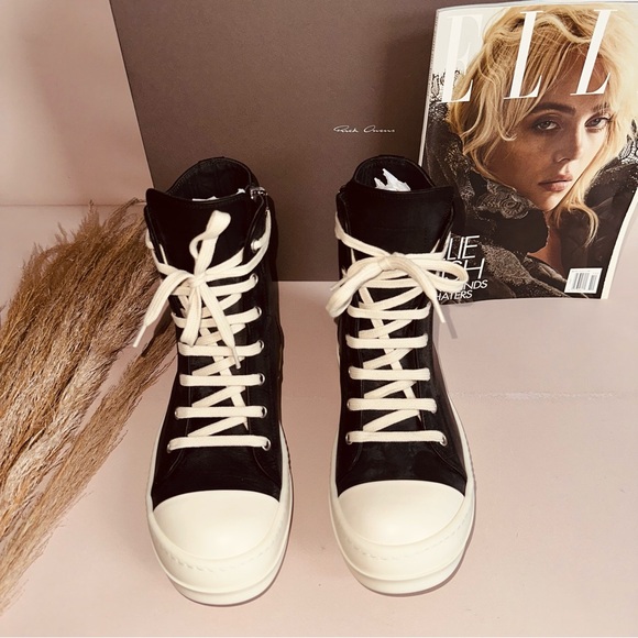 RICK OWENS Black High Sneakers - Picture 3 of 5